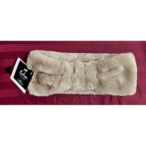 Echo for Bloomingdale's Soft Beige Faux Fur Gathered Winter Headwrap New w/ Tags